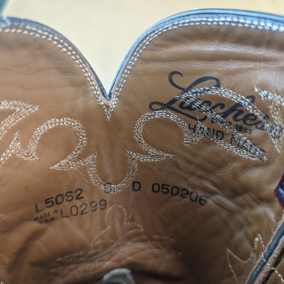 Lucchese Boots men's size 8D Exotic Genuine Black Cherry Smooth Ostrich classic - Picture 12 of 12